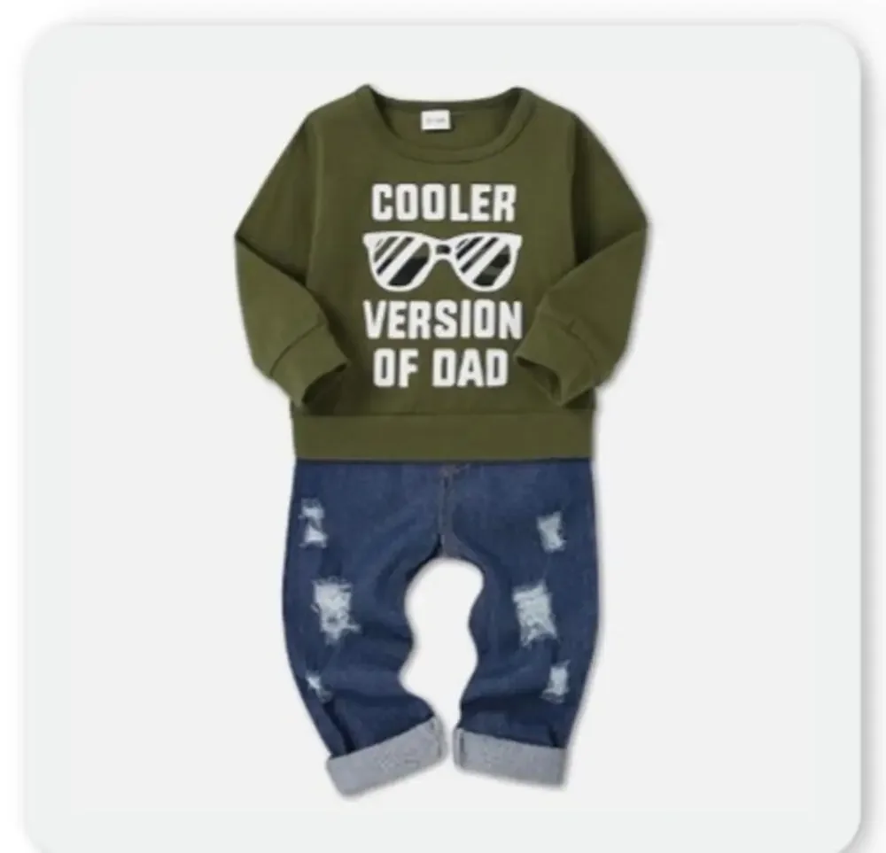NWT Cartertoo Baby Boy Cooler Version of Dad Sweatshirt Jeans Outfit 6-12M